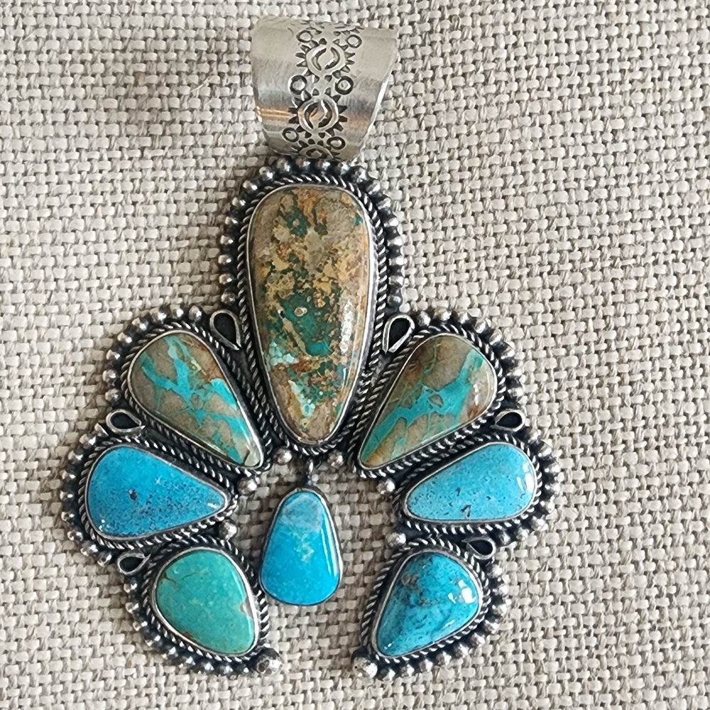 Navajo Made Royston Turquoise Naja Pendant